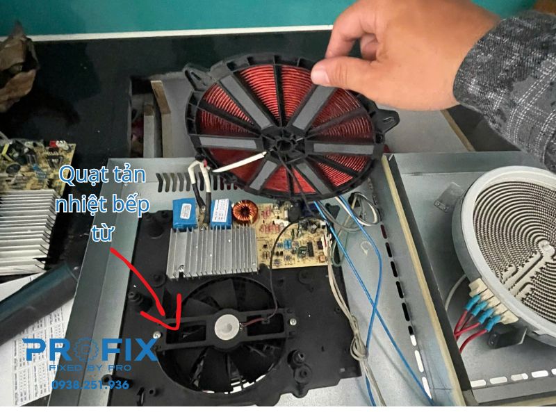 Vị trí quạt tản nhiệt bếp từ